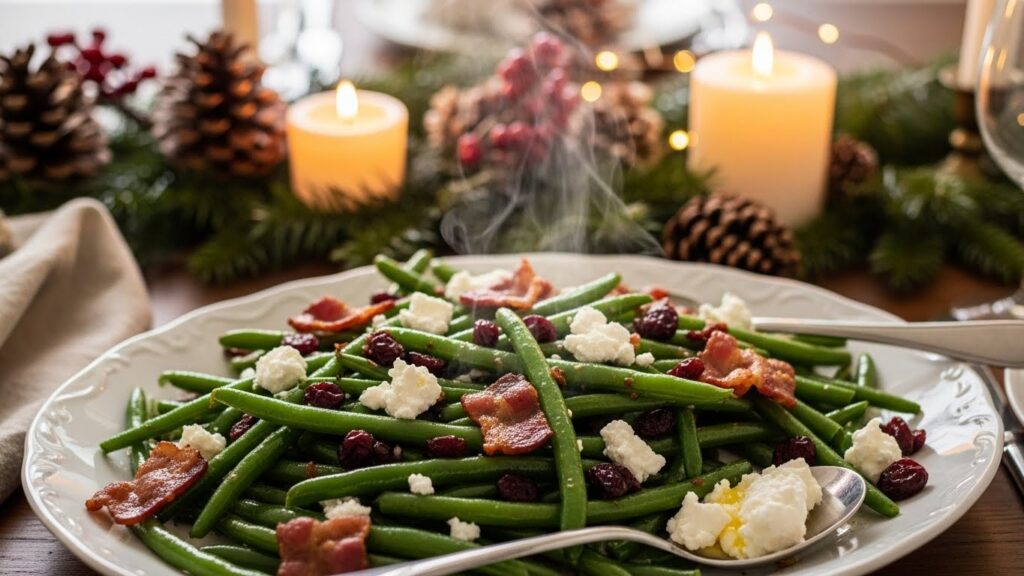 Green Beans with Cranberries, Bacon, and Goat Cheese – A Holiday Showstopper Side Dish