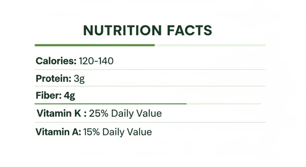 Nutrition facts card for blackened green beans recipe.